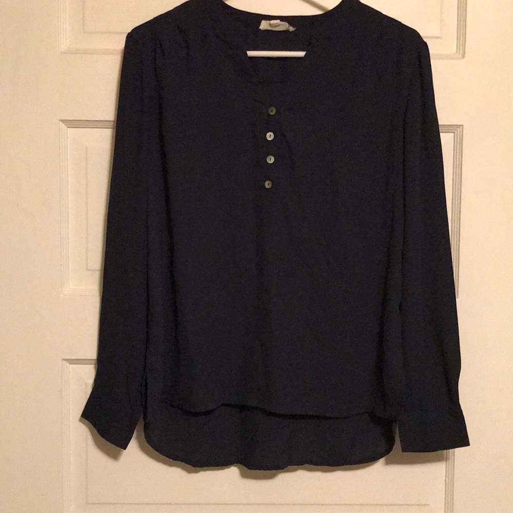 Long sleeve navy blue blouse